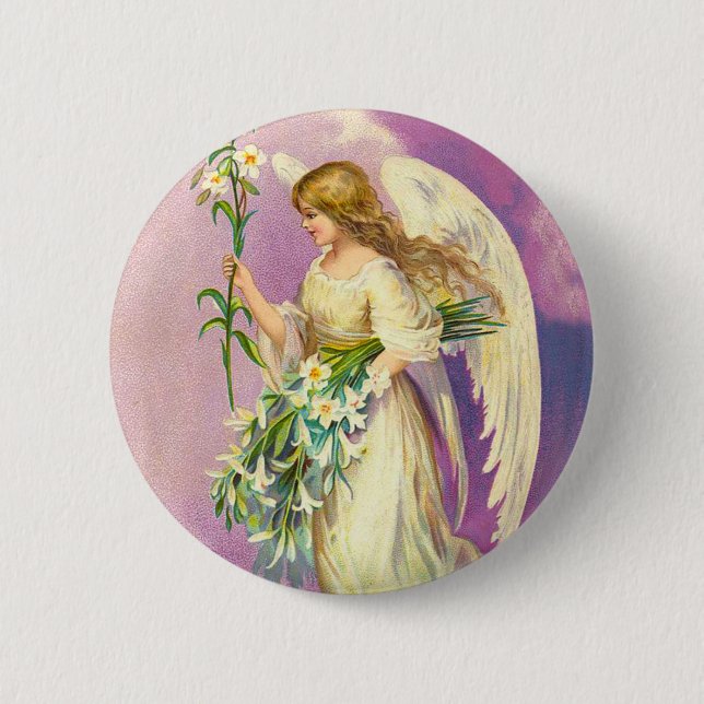 Macaron Rond 5 Cm Bouton victorien d'ange de Pâques (Devant)