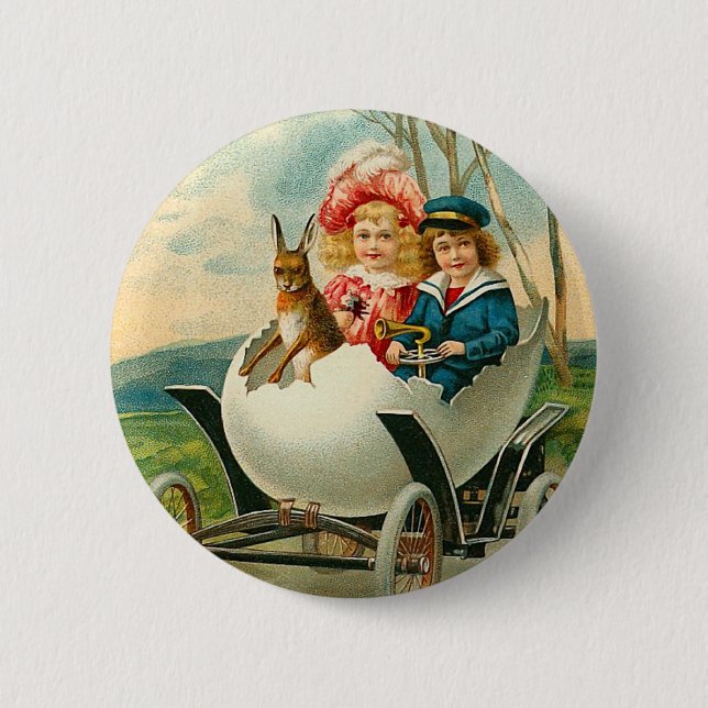 Macaron Rond 5 Cm Bouton victorien de lapin de Pâques (Devant)