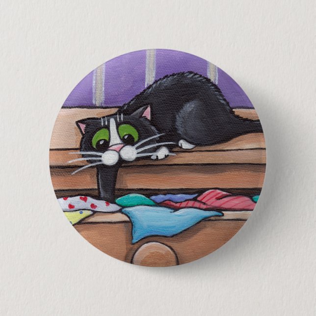 Macaron Rond 5 Cm Bouton vilain de chat (Devant)