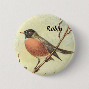 Macaron Rond 5 Cm Bouton vintage de Robin