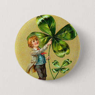 Macaron Rond 5 Cm Bouton vintage de shamrock
