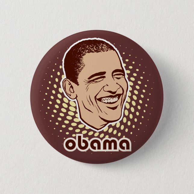 Macaron Rond 5 Cm Bouton vintage d'Obama (Devant)