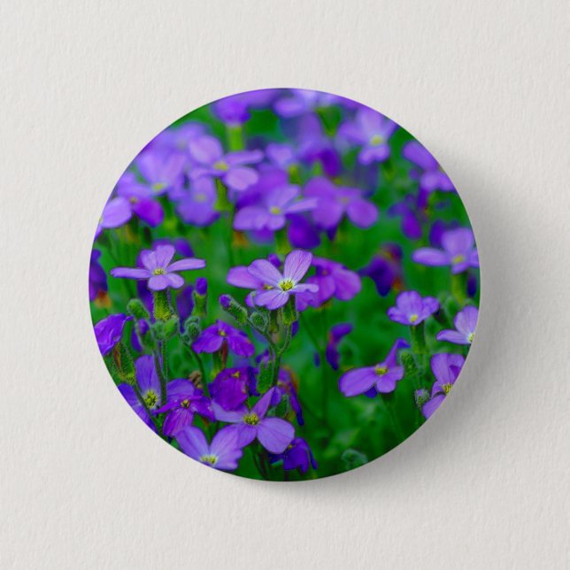 Macaron Rond 5 Cm Bouton violet de fleurs (Devant)
