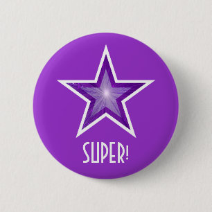 Macaron Rond 5 Cm Bouton violet étoile 'SUPER' violet