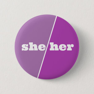 Macaron Rond 5 Cm Bouton Violet Pronoun Elle/Elle