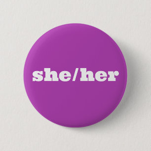 Macaron Rond 5 Cm Bouton Violet Pronoun Elle/Elle