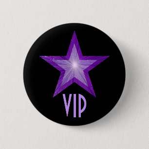 Macaron Rond 5 Cm Bouton 'VIP' étoile violette noir