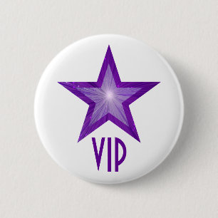 Macaron Rond 5 Cm Bouton 'VIP' violet étoile blanc