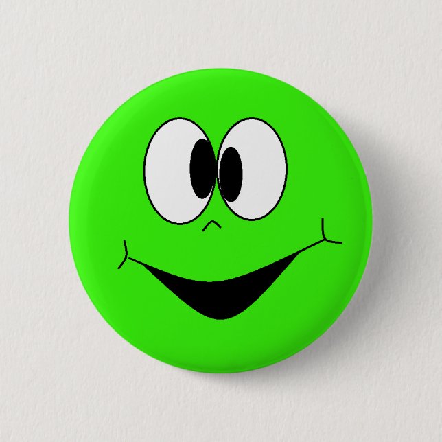 Macaron Rond 5 Cm Bouton Visage Lime Green Silly Googlie (Devant)