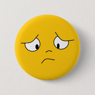 Macaron Rond 5 Cm Bouton Visage Triste Orange