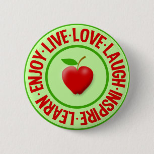 Macaron Rond 5 Cm Bouton VIVANT de RIRE d'AMOUR…