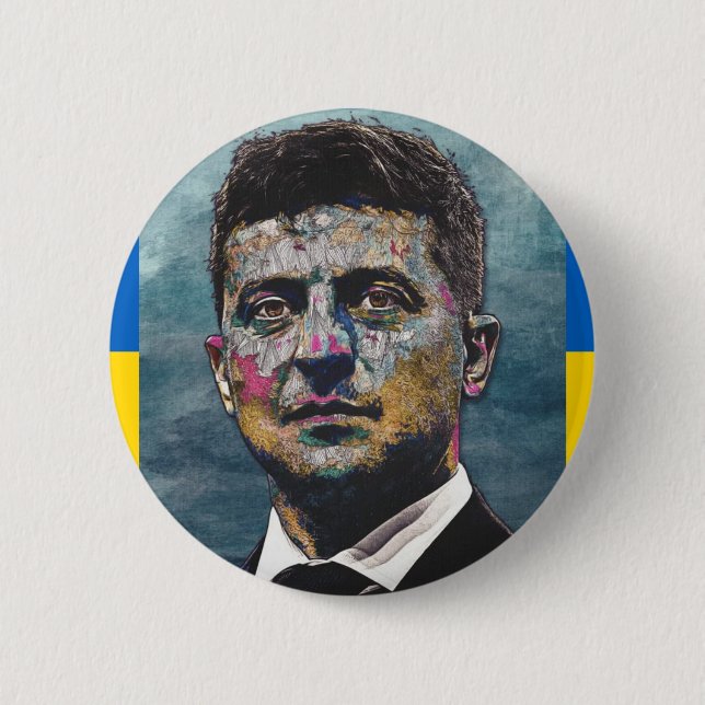 Macaron Rond 5 Cm Bouton Volodymyr Zelenskyy (Devant)