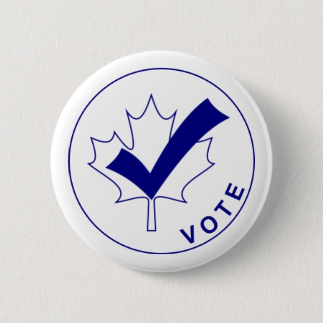 Macaron Rond 5 Cm Bouton VOTE Canada - Bleu (Devant)