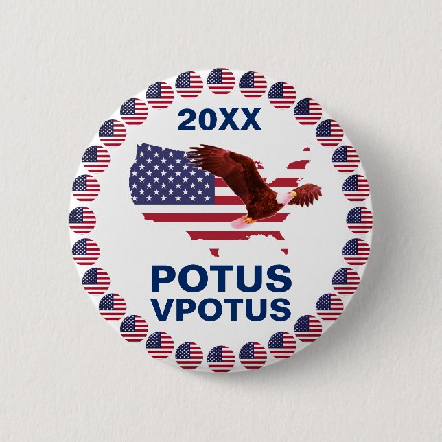 Macaron Rond 5 Cm Bouton Vote Personnalisable Potus Election Eagle (Devant)