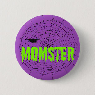 Macaron Rond 5 Cm Bouton Web de la police verte de la chaux Momster 