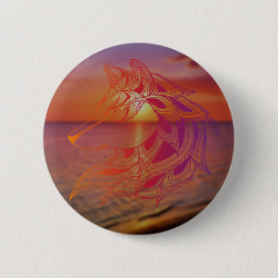 Macaron Rond 5 Cm Bouton Wolf Sunset