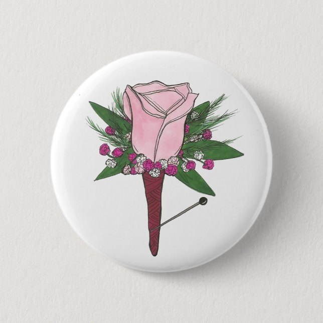 Macaron Rond 5 Cm Boutonnière du Mariage Rose Best Man Groom (Devant)