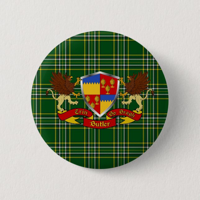 Macaron Rond 5 Cm Boutons d'armoiries de Butler Irish Coat (Devant)