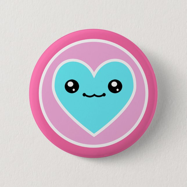 Macaron Rond 5 Cm Boutons de coeur de Kawaii (Devant)