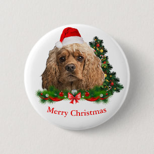 Macaron Rond 5 Cm boutons de Noël Cocker Spaniel