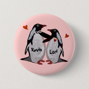 Macaron Rond 5 Cm Boutons de Pinback d'amour de pingouin