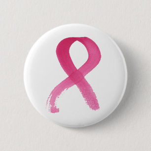 Macaron Rond 5 Cm Boutons de ruban pour le cancer du sein rose aquar