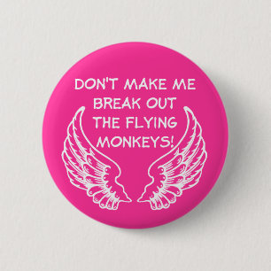 Macaron Rond 5 Cm Boutons drôles de singes volants Humour