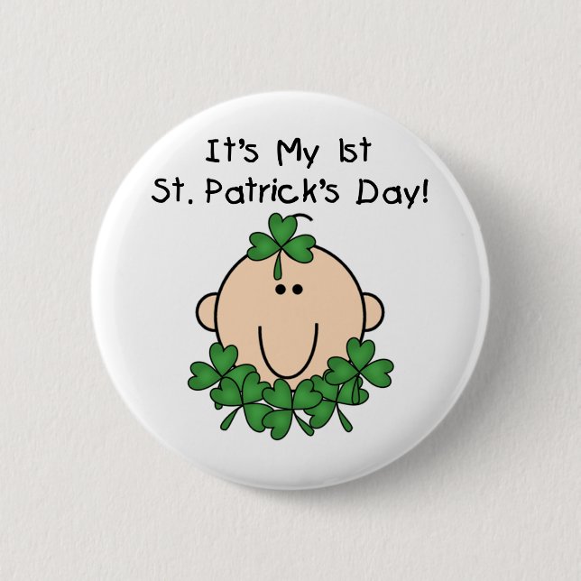 Macaron Rond 5 Cm Boutons du jour de St Patrick de bébé (Devant)