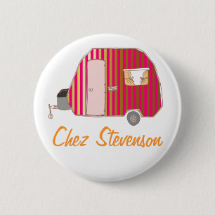 Macaron Rond 5 Cm Boutons du propriétaire de caravane d'art rétro pe