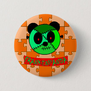 Macaron Rond 5 Cm Boutons et cadeaux de Frankenpanda Halloween !