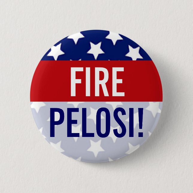 Macaron Rond 5 Cm Boutons Fire Pelosi, Stars et rayures (Devant)