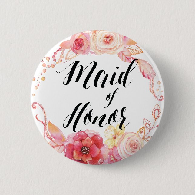 Macaron Rond 5 Cm Boutons Floraux Élégants Serment D'Honneur (Devant)