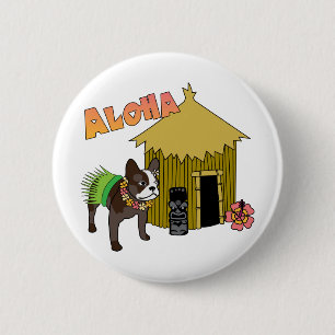 Macaron Rond 5 Cm Boutons Hawaii Tiki Hula