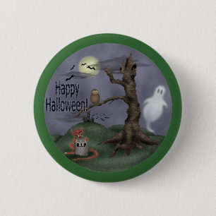 Macaron Rond 5 Cm Boutons heureux de Halloween