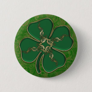Macaron Rond 5 Cm Boutons irlandais chanceux de Pin de shamrock