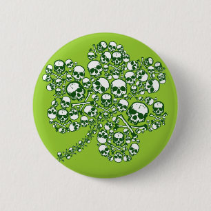 Macaron Rond 5 Cm Boutons irlandais de shamrock de crânes gothiques