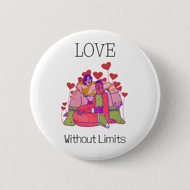 Macaron Rond 5 Cm Boutons LGBTQ Love Without Limits (Devant)