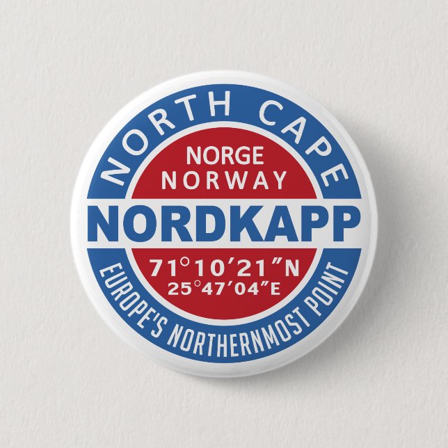 Macaron Rond 5 Cm Boutons NORDKAPP Norvège (Devant)