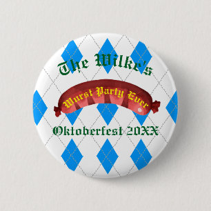 Macaron Rond 5 Cm Boutons Oktoberfest - Wurst Party Jamais