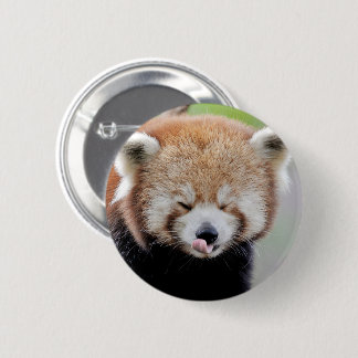 Macaron Rond 5 Cm Boutons panda rouge. Panda roux.