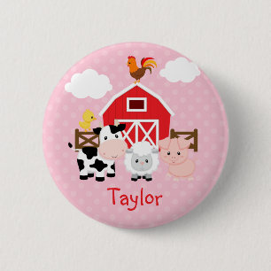 Macaron Rond 5 Cm Boutons personnalisés d'enfants d'animaux de ferm