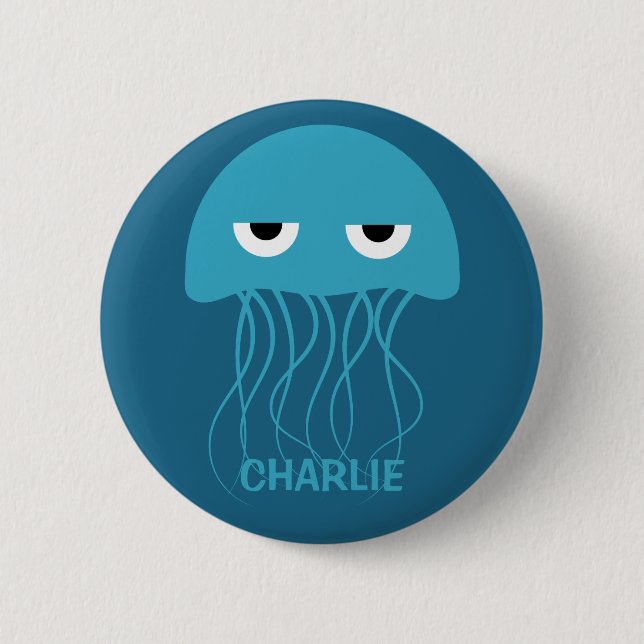Macaron Rond 5 Cm Boutons personnalisés Funny Jellyfish (Devant)