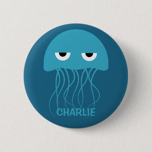 Macaron Rond 5 Cm Boutons personnalisés Funny Jellyfish