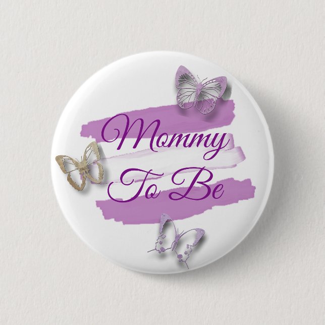 Macaron Rond 5 Cm Boutons roses Maman pour être Baby shower (Devant)