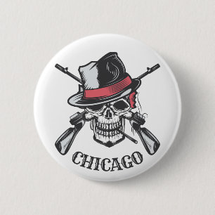 Macaron Rond 5 Cm Boutons Skull & Guns texte personnalisé