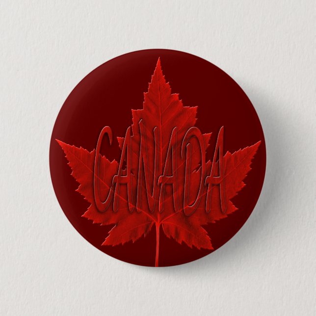 Macaron Rond 5 Cm Boutons souvenir du Canada Bouton Feuille d'érable (Devant)