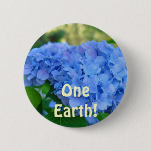 Macaron Rond 5 Cm boutons Une Terre ! Fleur d'hortensia bleu bouton