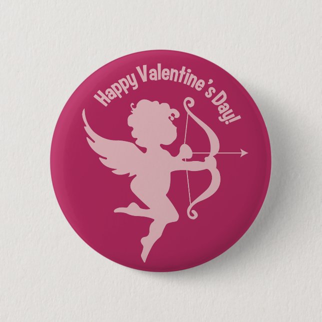 Macaron Rond 5 Cm Boutons Valentine Cupid (Devant)