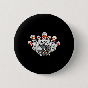 Macaron Rond 5 Cm Bowler caricaturé Peur Bowling Pins Drôle Sport Ha