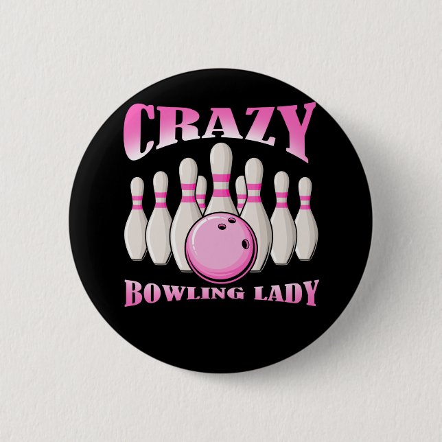 Macaron Rond 5 Cm Bowling Femme Cute Bowler Lady (Devant)